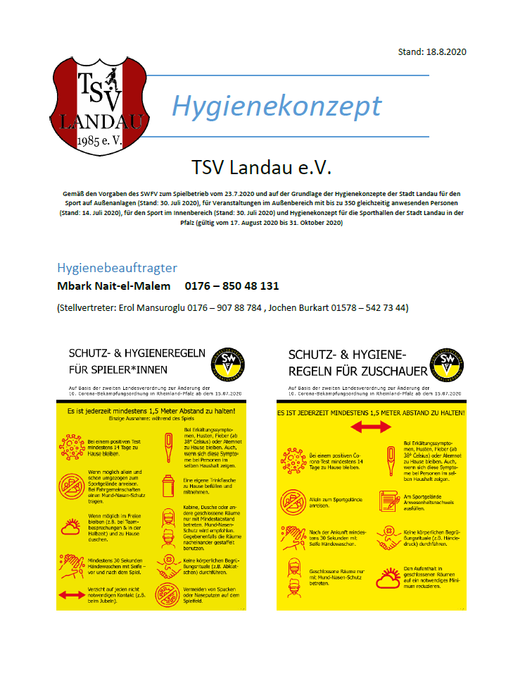Hygienekonzept TSV Landau